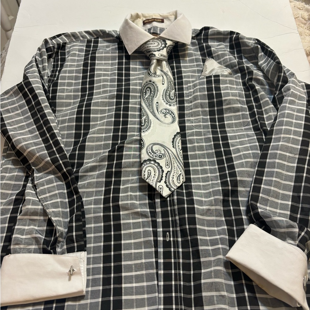 Henri Picard by Don Jonathan Men’s Dress Shirt Ensemble 4 Pieces Size 17.5 34/35